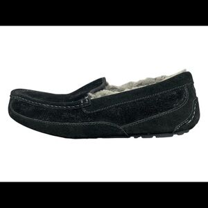 UGG Mens Ascot Black Suede Moccasin Slippers Size 12